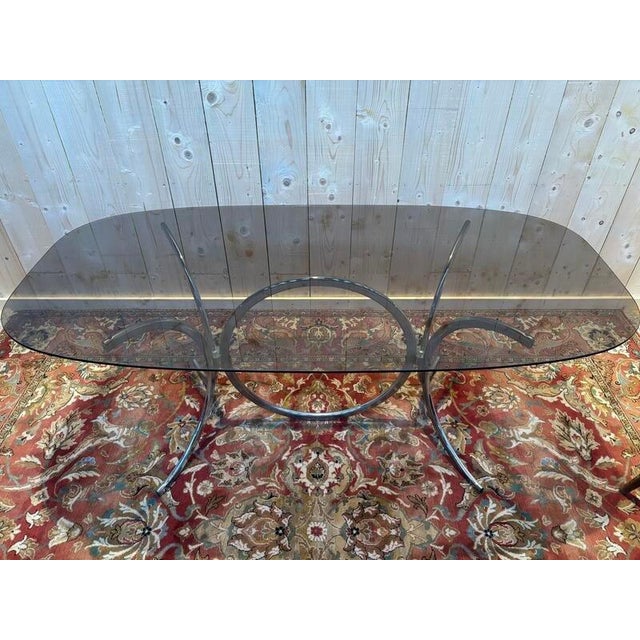 Glass and Chrome Dining Table For Sale - Image 4 of 8