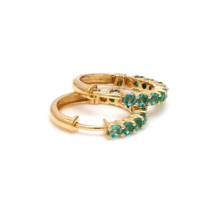 1.10 cts Natural Zambian emerald earrings in 14k gold For Sale - Image 14 of 18