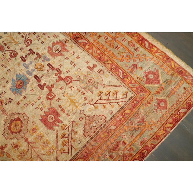 Late 19th Century Late 19th Century Antique Zabihi Collection Turkish Oushak Rug - 8'2" x 9'10" For Sale - Image 5 of 10