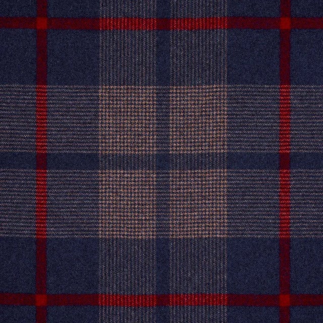 Contemporary Schumacher Montana Wool Plaid Fabric in Navy For Sale - Image 3 of 3