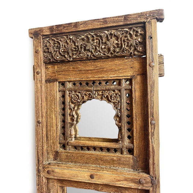 Antique Old Agra Window Mirror For Sale - Image 4 of 8