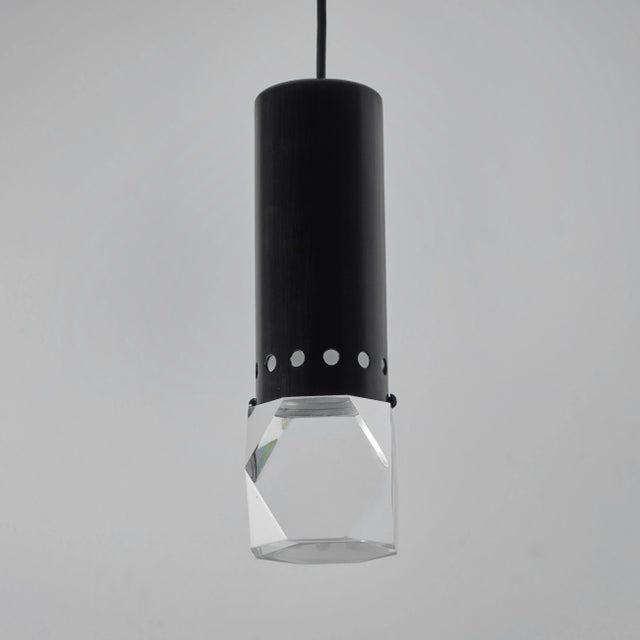 Black 1960s Stilnovo Faceted Diffuser Pendant Lamp For Sale - Image 8 of 12