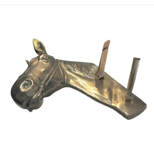1950s Mid-Century Modern Brass Horse Head Desktop Letter / Pen Holder For Sale In Atlanta - Image 6 of 6