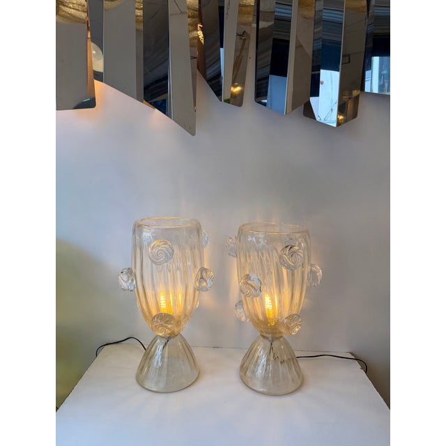 Contemporary Pair of Murano Glass Vase Macaroons Lamps, Italy For Sale - Image 9 of 12
