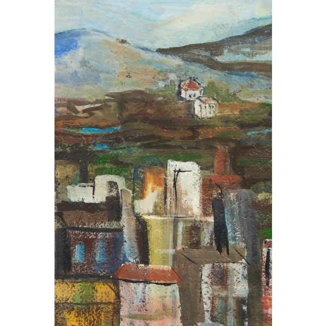 1950s Framed Original “Hill Town” Oil Painting, Signed by Artist Doris Tinkham For Sale In Orlando - Image 6 of 10