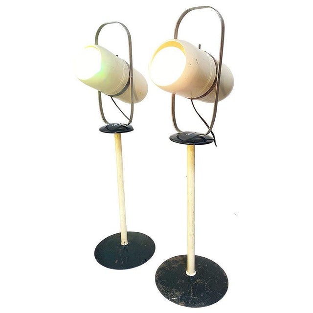 1950s Enameled Steel Westinghouse Mid-Century Atomic Age Industrial Lamp, Pair For Sale - Image 4 of 10