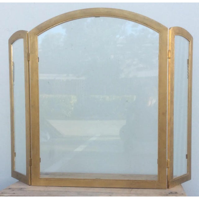 Metal 1980s Gilt Metal and Glass Fire Screen For Sale - Image 7 of 9