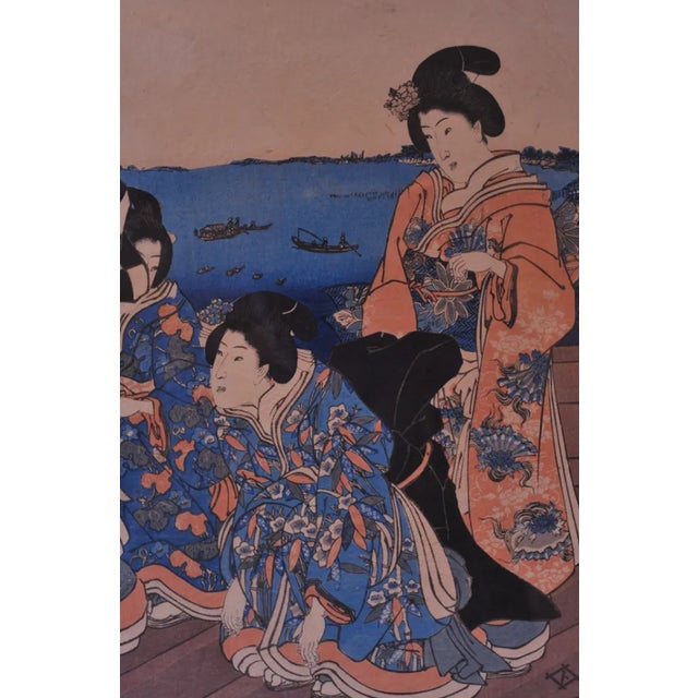 Mid 19th Century Utagawa Kuniyoshi, Japanese Figures, 1841-1852, Woodblock Print, Framed For Sale - Image 5 of 7