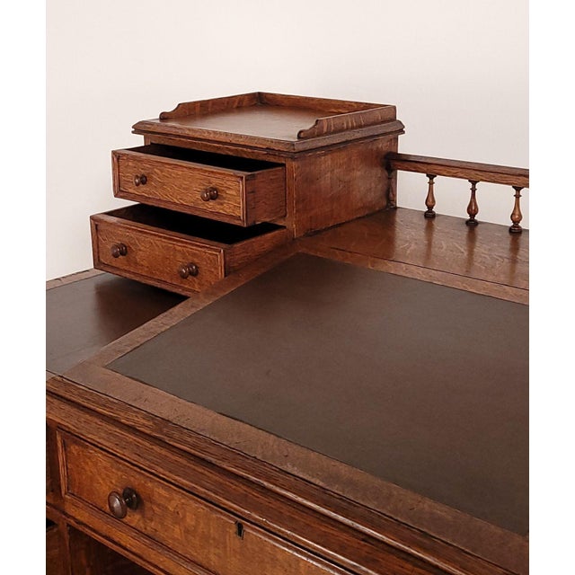 Victorian English Oak Desk For Sale - Image 4 of 12