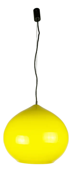 Yellow and White Incamiciato Murano Glass Pendant Lamp by A. Pianon for Vistosi, 1960s