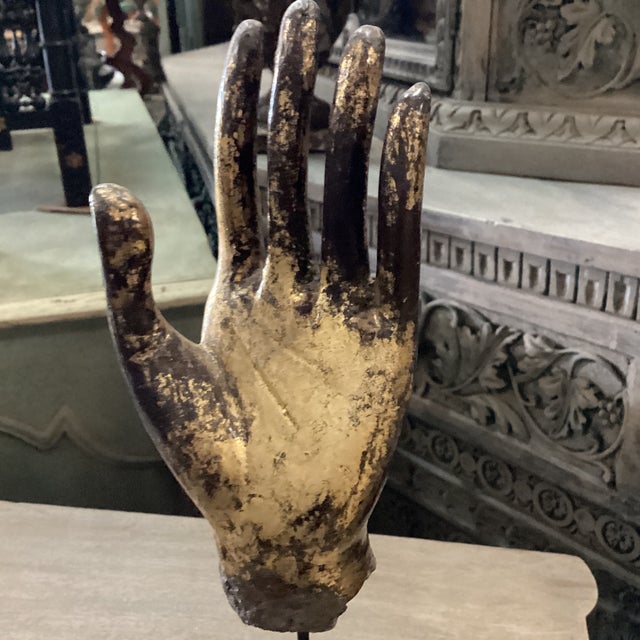 Wood Pair of 19th Century Gilt Hands From Myanmar For Sale - Image 7 of 9