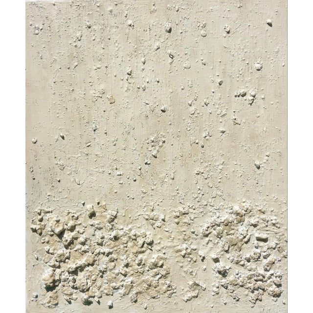 'California Beach' #3 - Yellow Butter Abstract Relief Seascape Oil Painting by Diane Grant Oil on canvas. *From a series...