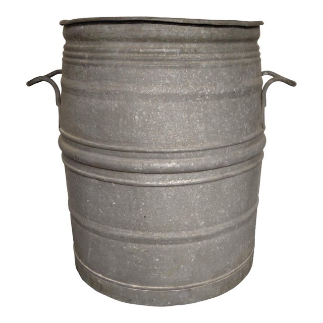 Vintage Belgian Galvanized Dolly Tub Planter For Sale