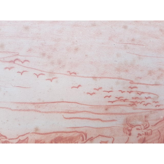 Daubigny Charles-François - Large Drawing - Red Chalk - River Bank - Framed - Circa 1870 For Sale - Image 12 of 16