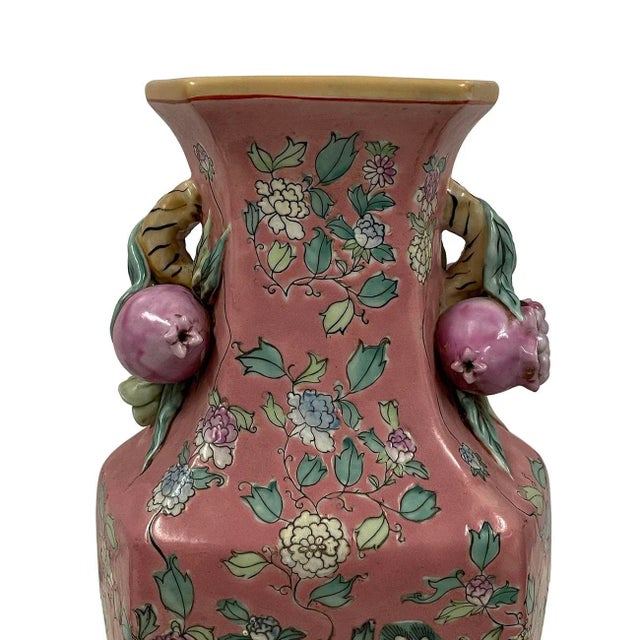 Look at this magnificent Chinese Famille Rose vases. It was hand made and hand painted in about 1800 - 1900 with official...
