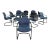 Vintage Modern Bulldog Armed Side Chairs by McCoy & Fahnstrom for Knoll Black Cantilever Base Blue Fabric Set of 12 For Sale