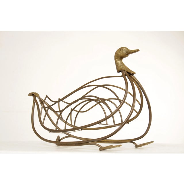 High Quality Brass Goose Or Swan-Form Magazine Rack, Attributed To Maison Jansen