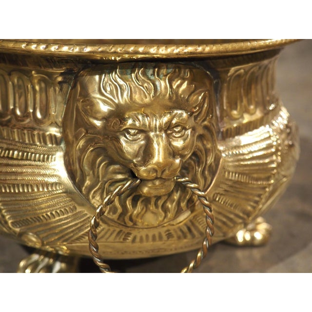 Brass A Polished Circa 1900 French Brass Jardiniere Table Planter For Sale - Image 8 of 14