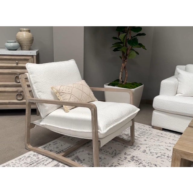 2020s Performance White Boucle Sling Hamlin Club Chair by Essentials for Living For Sale - Image 5 of 11