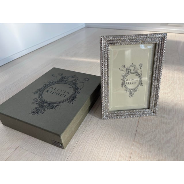 Olivia Riegel Strass Crystal Rhinestone Silver Picture Frame in Box, 5x7 For Sale In New York - Image 6 of 7