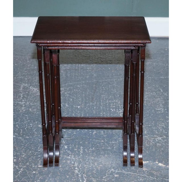 Victorian Nesting Tables with Bamboo Legs, Set of 3 For Sale - Image 5 of 13