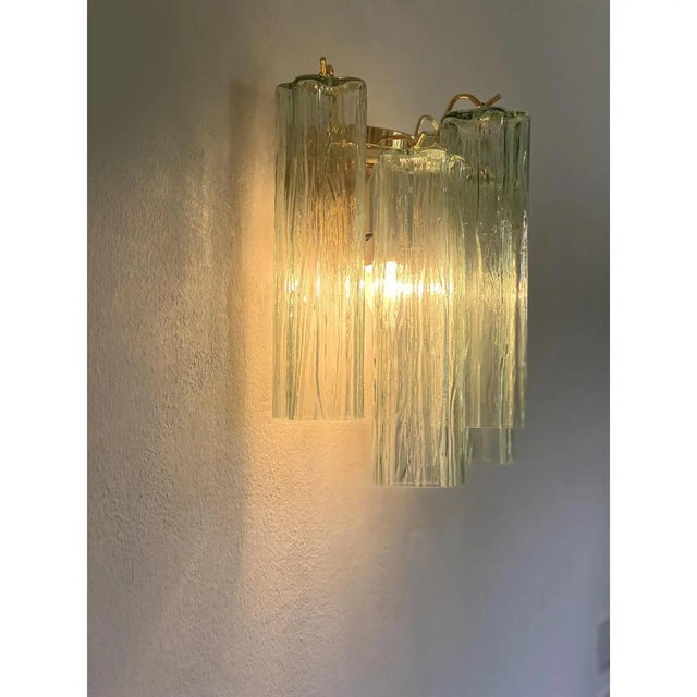 Early 21st Century Italian Murano Glass Tronchi Wall Sconces in Green Tone by Simoeng, Set of 2 For Sale - Image 5 of 9