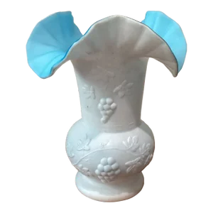 Late 20th Century Kanawha White & Blue Cased Glass Vase