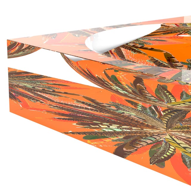Plastic Pheasant Feathers Butternut Acrylic Candy Catchall Dish, Large For Sale - Image 7 of 9