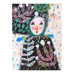 Fresh North Wind - Whimsical Fantasy Figurative Original Artwork on Paper by Silvia Pavarini