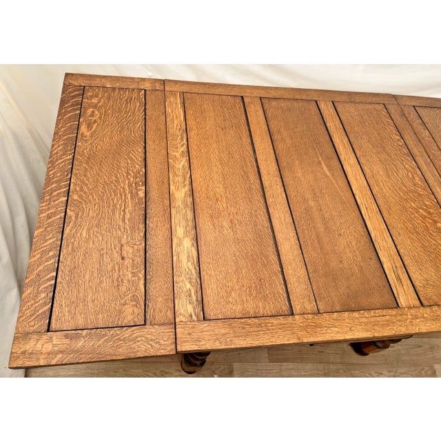 Brown Antique Expanding Pub Kitchen Dining Table Large Barley Twist Legs Quarter Sawn For Sale - Image 8 of 18