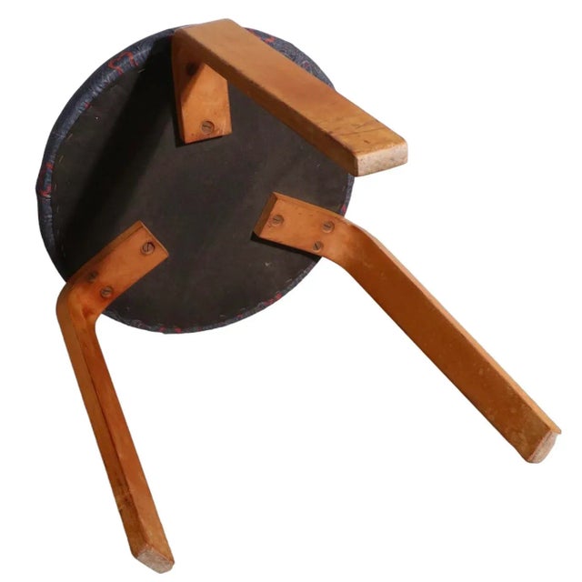 Vintage Aalto Stool Model 60 With Upholstered Top For Sale In New York - Image 6 of 12