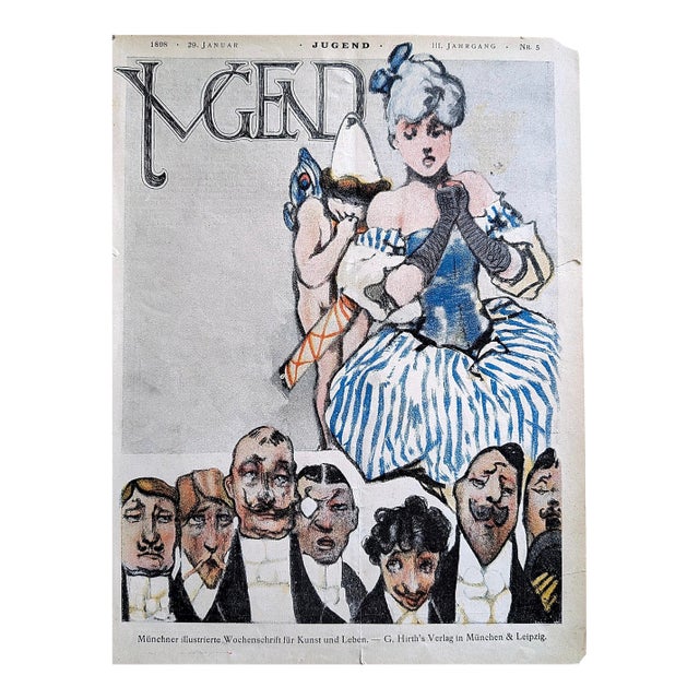 Original 1898 Jugend Magazine Cover No. 5 by August Hoffmann Von Vestenhof – German Art Nouveau (Jugendstil) Print For Sale