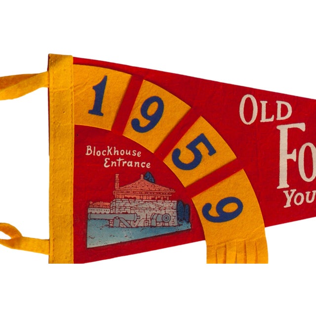 Vintage Old Fort Niagara New York felt flag pennant circa 1959. This mid-century souvenir from Old Fort Niagara in...