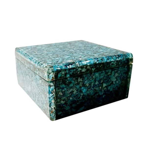 Mid-Century Modern Mid Century Turquoise Box For Sale - Image 3 of 7