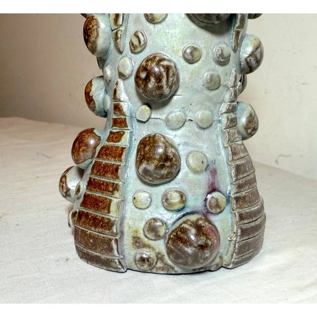Ceramic Vintage 25 Handmade Hobnail Pottery Chalice Goblet Brutalist Sculpture Vase For Sale - Image 7 of 14