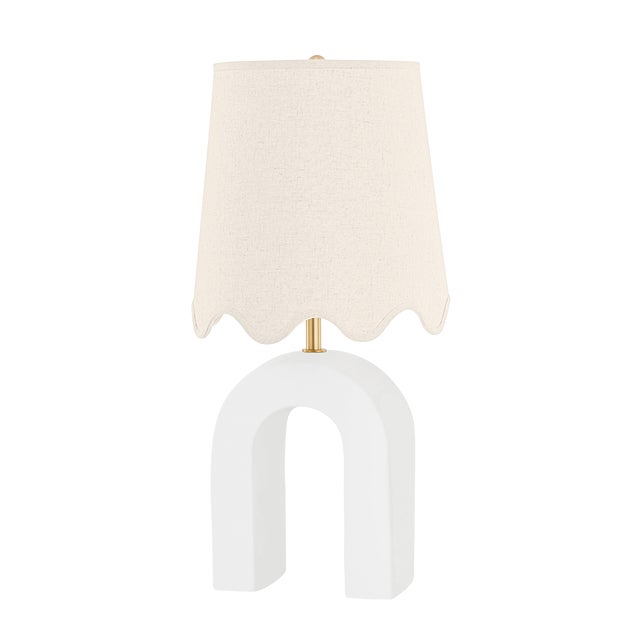 Contemporary Mitzi Roshani 12.25 in. 1 Light Table Lamp in Aged Brass and Ceramic Matte White Finish For Sale - Image 3 of 11