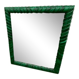 Vintage Hand Painted Malachite Lacquered Mirror For Sale