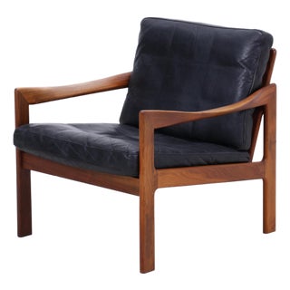 Mid-Century Teak and Leather Armchair by Illum Wikkelsø for Niels Eilersen and Musterring, 1960s For Sale