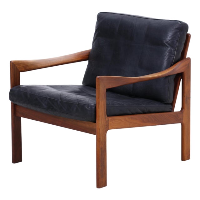 Mid-Century Teak and Leather Armchair by Illum Wikkelsø for Niels Eilersen and Musterring, 1960s For Sale