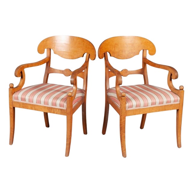 Antique Swedish Biedermeier Carver Chairs, 1800s, Set of 2 For Sale