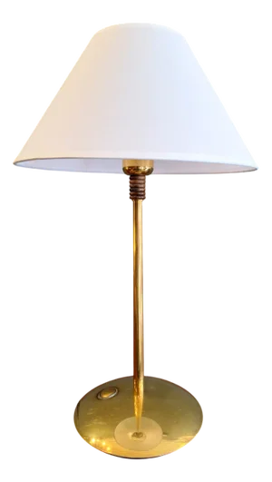 Brass and Wood Table Lamp, Italy, 1970s