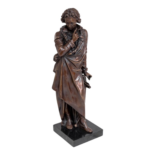 Figure of Beethoven Patinated Bronze Sculpture For Sale