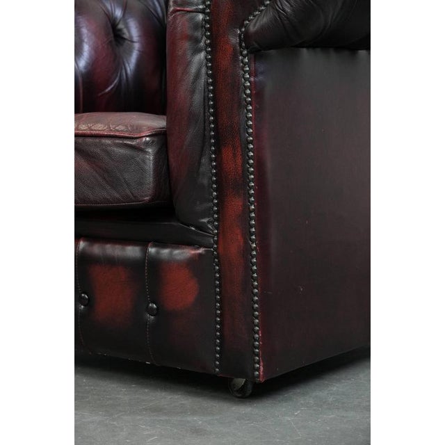 English Chesterfield Leather Armchair on Wheels For Sale - Image 12 of 18