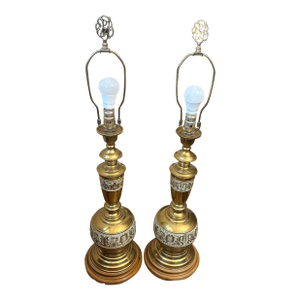 1960s Brass Chinoiserie Style Lamp-Set of 2