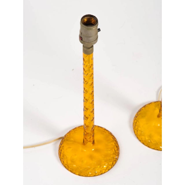 Pair of 1940s amber cut-glass lamps.