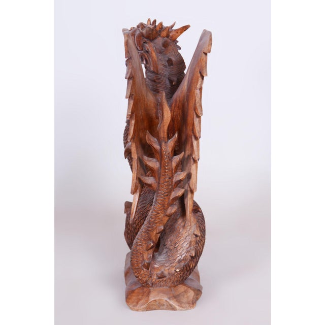 Original Asian Dragon Statue in Lacquered Wood, 1930s For Sale - Image 6 of 11
