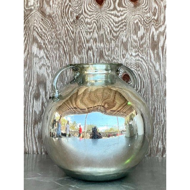Late 20th Century Vintage Boho Mercury Glass Vase For Sale - Image 5 of 9
