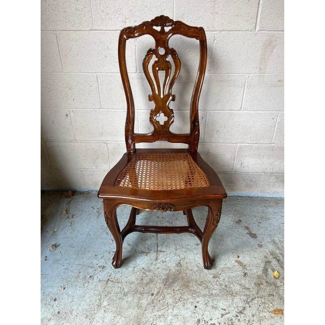 Mid 20th Century Pair of Vintage French Provincial Style Cane Seat Side Chairs For Sale - Image 9 of 10