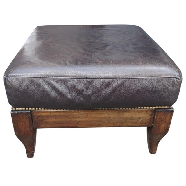 Wood Vintage Classic Comfort & Robust, Rustic Design of Vintage Cibola Full Grain Italian Leather Armchair & Ottoman For Sale - Image 7 of 12