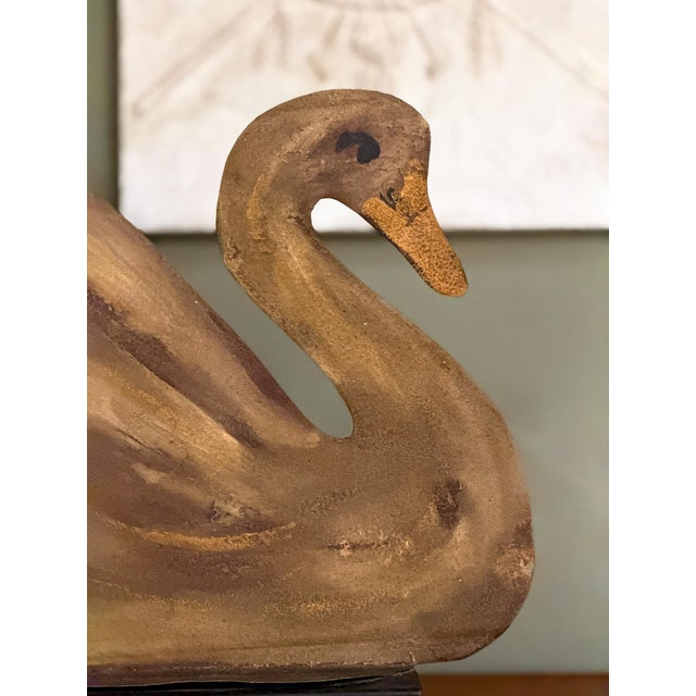 Painted swan by Diana Mihaltse—a celebrated folk artist from New England known for transforming used tin into whimsical...